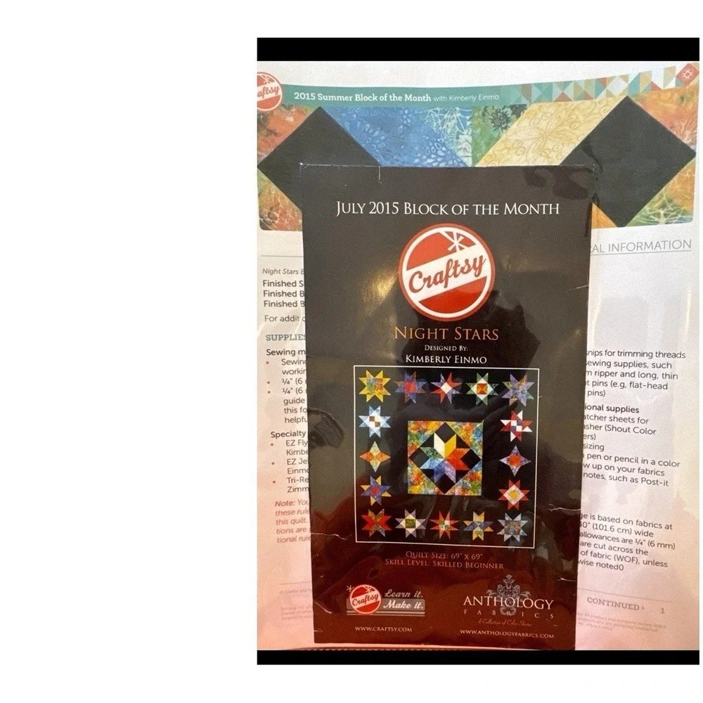 Craftsy 2015 Block of the Month Night Stars Anthology Fabrics New In Package